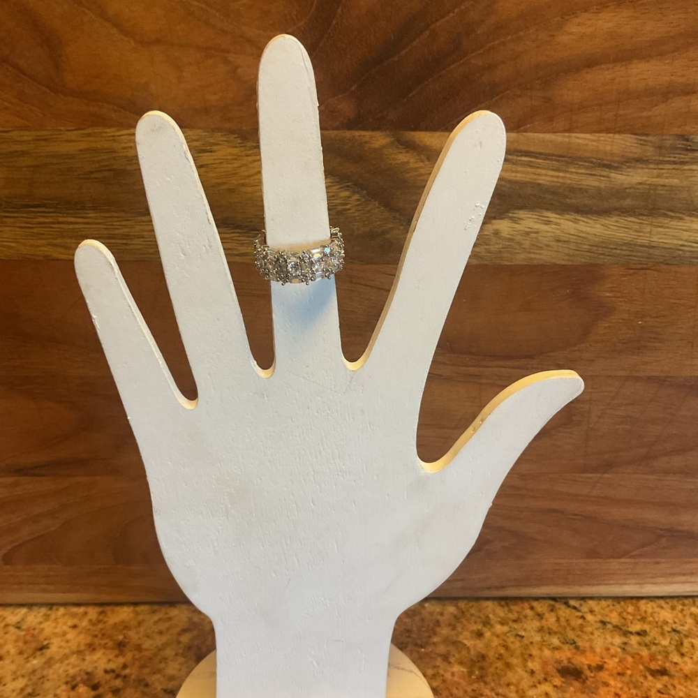 Cubic Zirconia Round & Baguette Cluster All-Around Statement Ring size 6